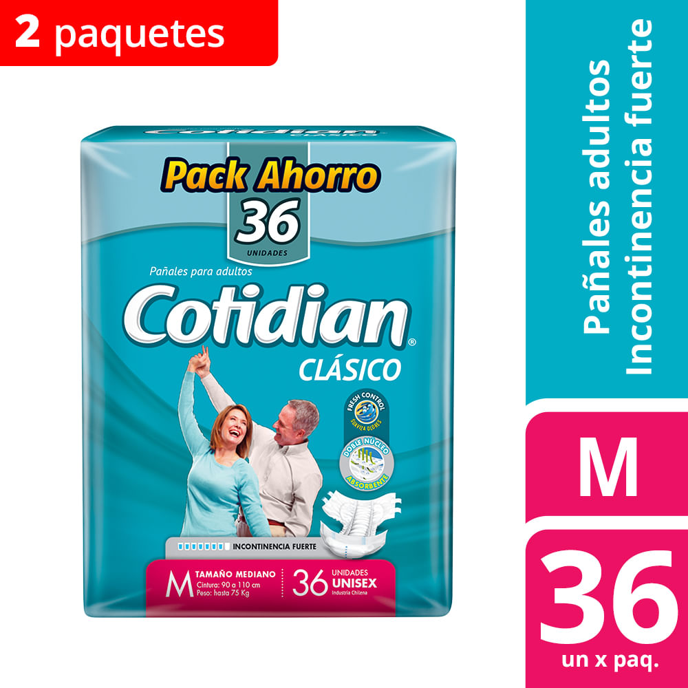 Cotidian Clásico Pañal Adulto Mediano 36Un X 2Pq Cod.77405