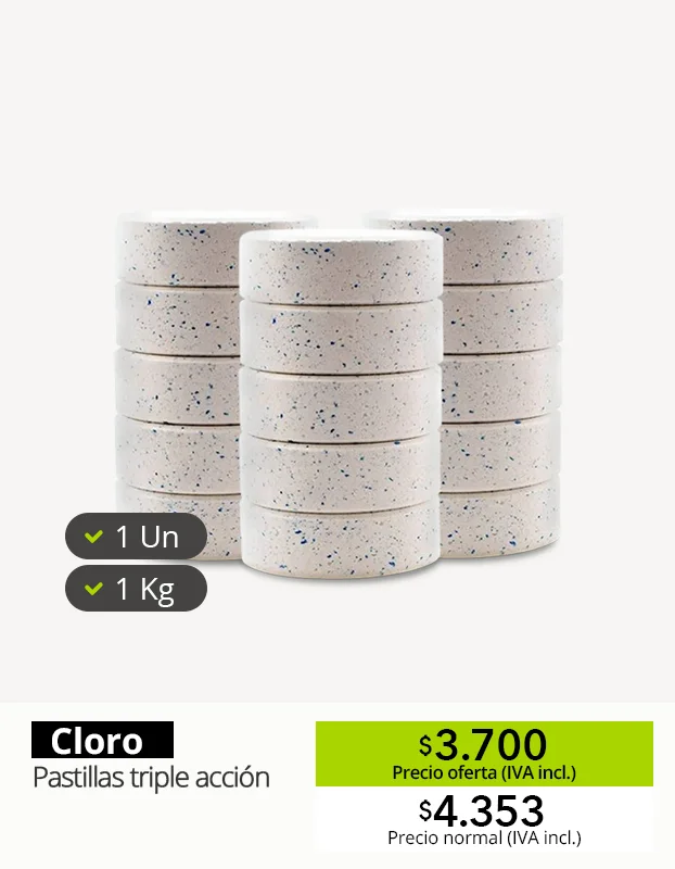 Cloro para piscina pastilla triple acción