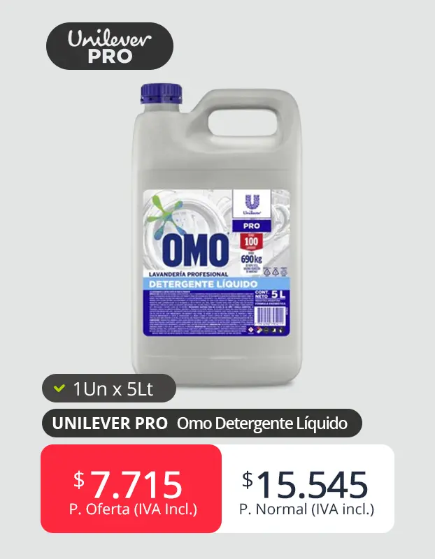 Omo detergente líquido Unilever productos 1 un x 5 lt impaltda talca chile