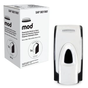 Dispensador MOD sanitizante en spray 400 ml (manual) — blanco/negro