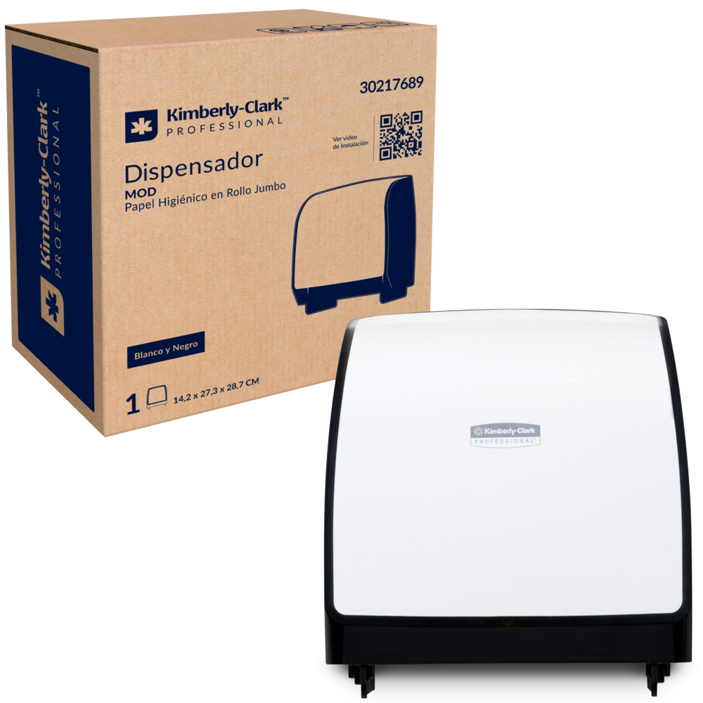Dispensador papel higiénico jumbo (JRT) MOD blanco/negro — KCP