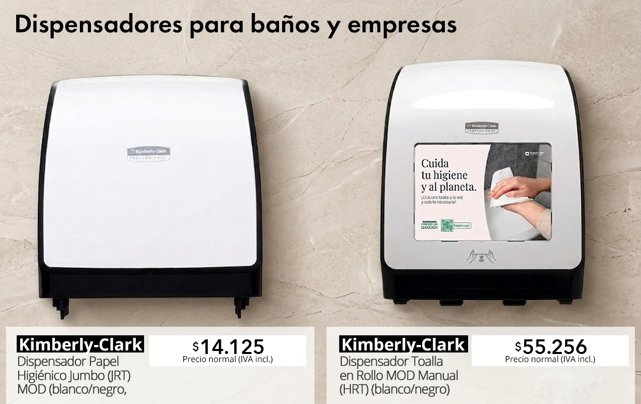 Dispensadores MOD para papel higiénico y toalla en baños y empresas Kimberly Clark