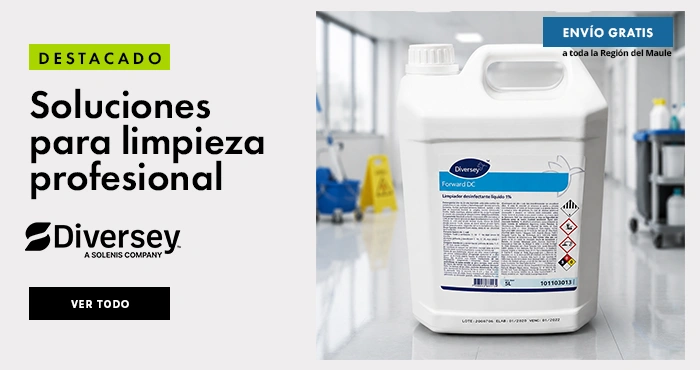 Diversey: soluciones para limpieza profesional con limpiadores desinfectantes de amonio cuaternario y desengrasante de cocina para empresas, industrias e instituciones en Impaltda Chile.