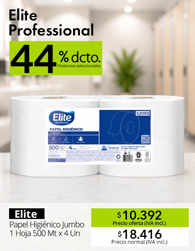 Productos Elite Professional con hasta 44% de descuento en papel higiénico, toallas de papel, servilletas, jabones y dispensadores Impaltda.cl