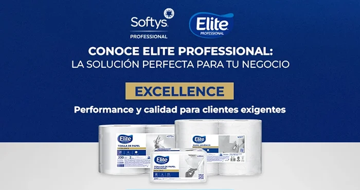 Elite Professional Softys con las líneas Classic, Plus y Excellence. Productos de papel higiénico y toallas de papel de alto rendimiento para empresas y negocios en Chile. Impaltda distribuidor autorizado.