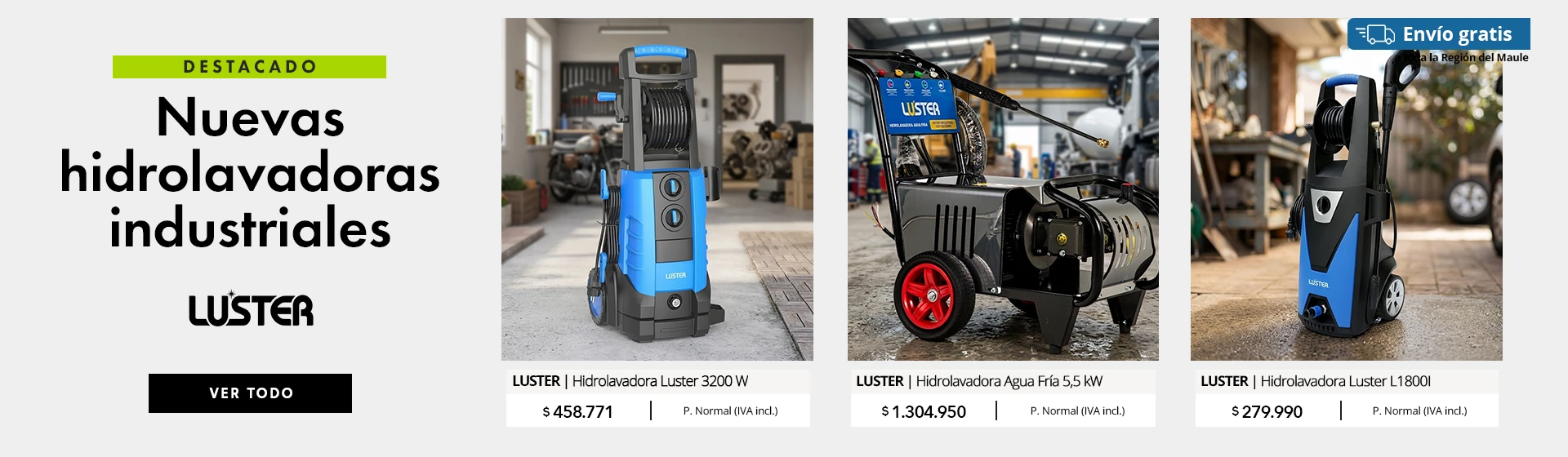 Venta de hidrolavadoras industriales Luster en impaltda.cl para limpieza profesional