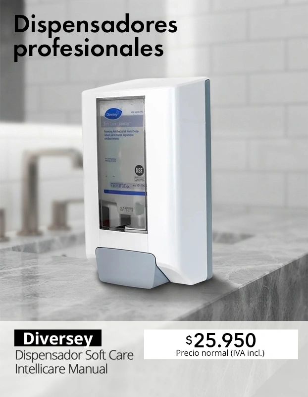 Dispensador Soft Care IntelliCare Manual de Diversey para higiene y sanitización en baños y espacios profesionales.
