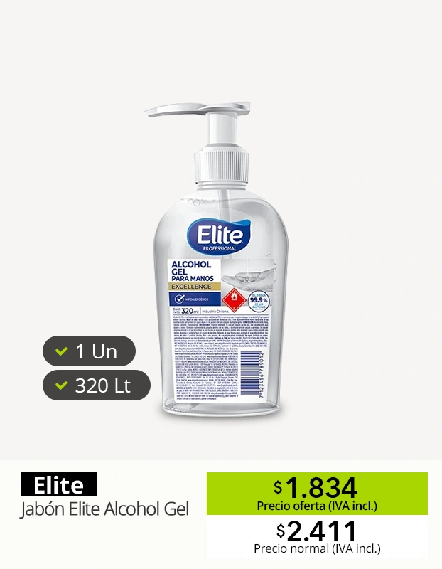 Jabón Elite alcohol gel 320 ml para higiene de manos en empresas e instituciones