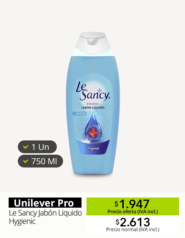 Jabón líquido Le Sancy Hygienic 750 ml Unilever Pro para cuidado personal profesional