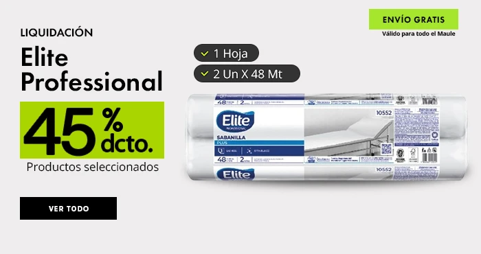 Oferta Elite Professional 45% descuento en productos de papel, promoción válida en el Maule