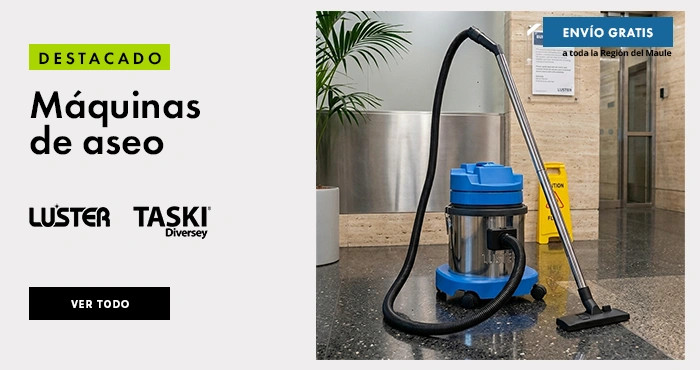 Máquinas de aseo industrial Luster y Taski: aspiradora industrial, abrillantadora y Taski Ultimax 1900 cel