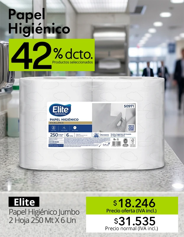 Papel higiénico institucional Elite Jumbo con hasta 42 por ciento de descuento