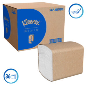 Papel higiénico interfoliado Kleenex 2 hojas (250 un x 36 pq, caja 9000 hojas)