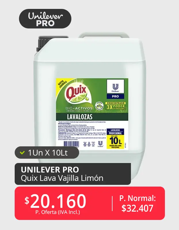 quix lava vajilla limon 10lt productos unilever pro 1