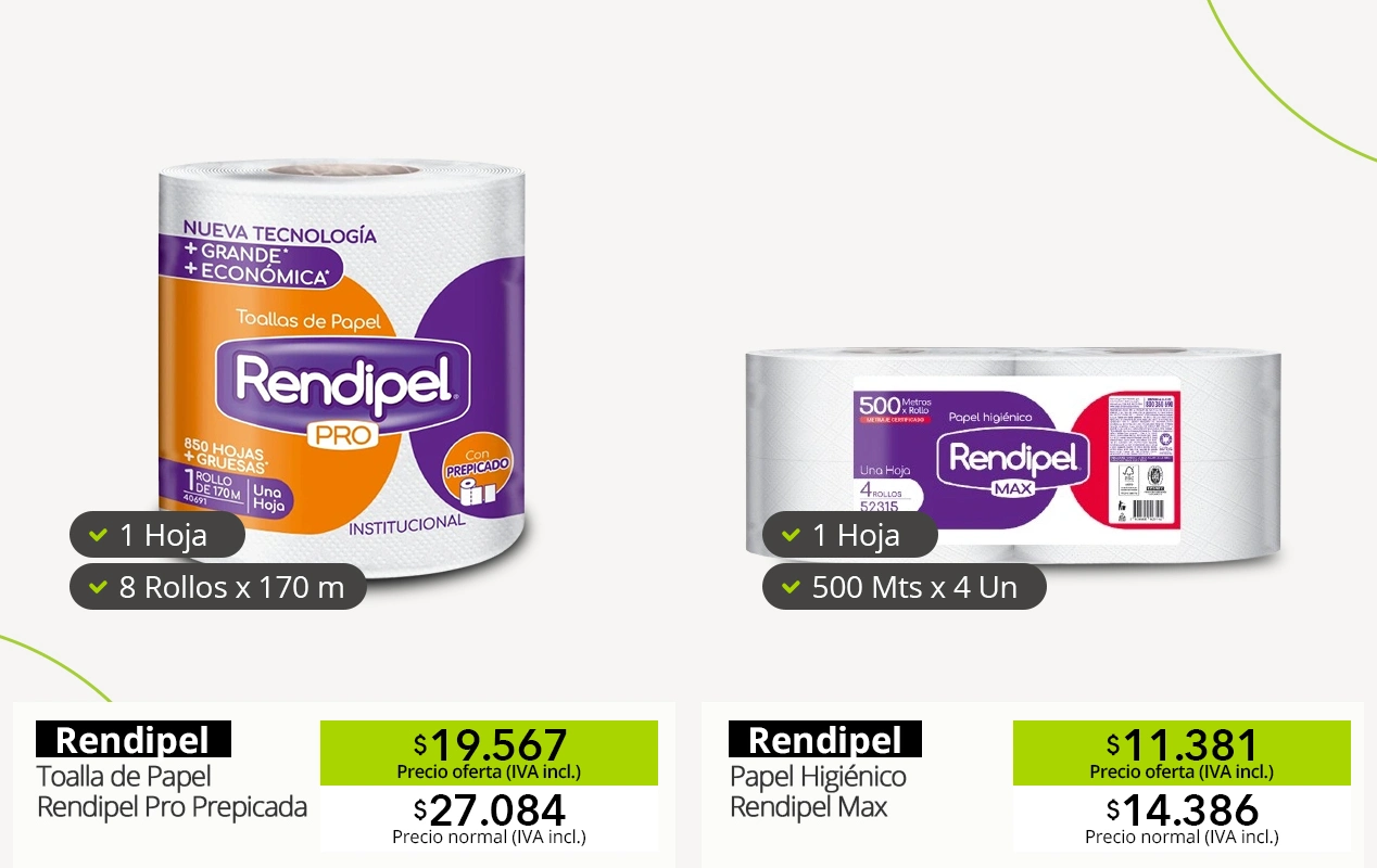 Rendipel Pro Max Toalla y Papel Higienico Alto Metraje Promocion 2026