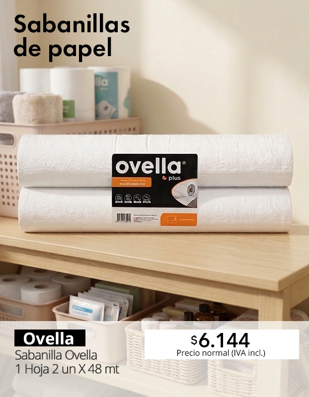 Sabanilla de papel Ovella 1 hoja 48 metros para camillas y superficies, solución higiénica desechable para uso médico y estético