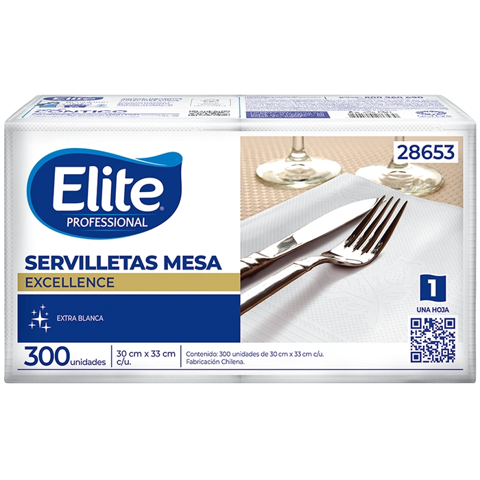 Servilleta Elite Mesa Excellence 1 hoja 300 unidades extra blanca para restaurantes, hoteles y servicios gastronómicos.