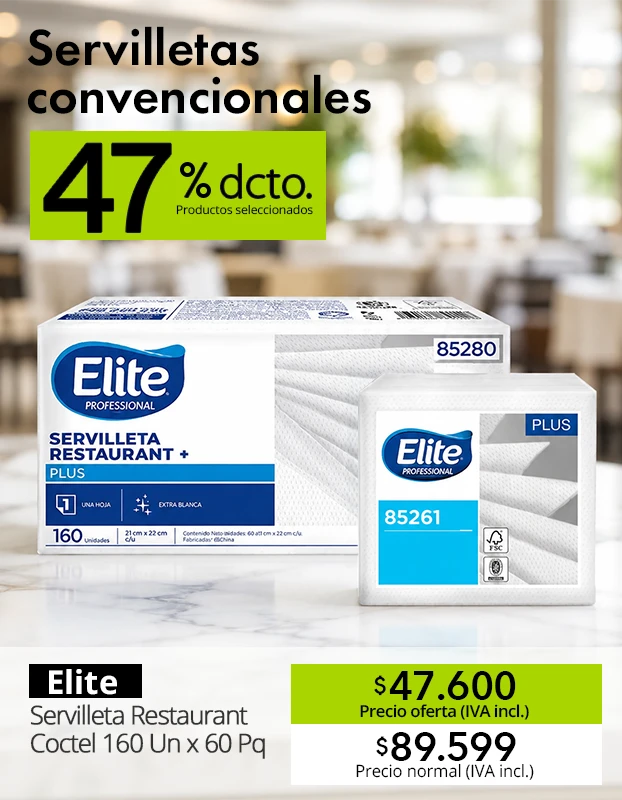 Servilletas Elite Professional Restaurant y Coctel para uso institucional con descuento para restaurantes, casinos y empresas.