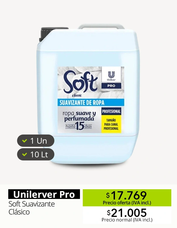 Suavizante de ropa Soft clásico 10 litros Unilever Pro para lavandería profesional