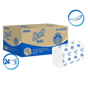 Toalla interfoliada Scott Basic 1 hoja 150 un x 24 pq (caja 3600 hojas)