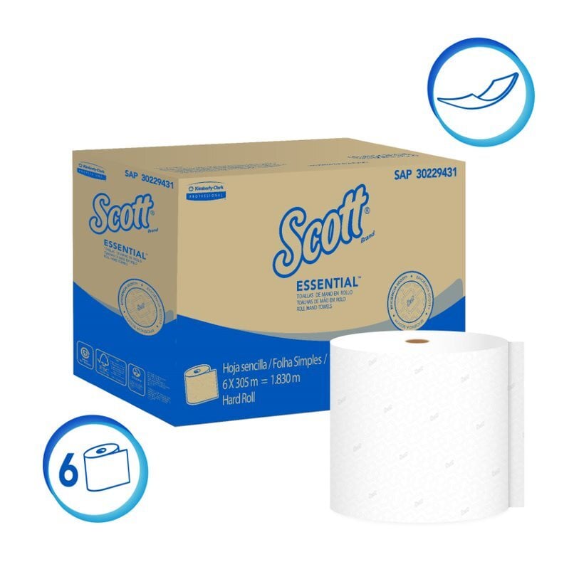 Toalla de papel Scott Essential 1 hoja 6 un x 305 m (caja)
