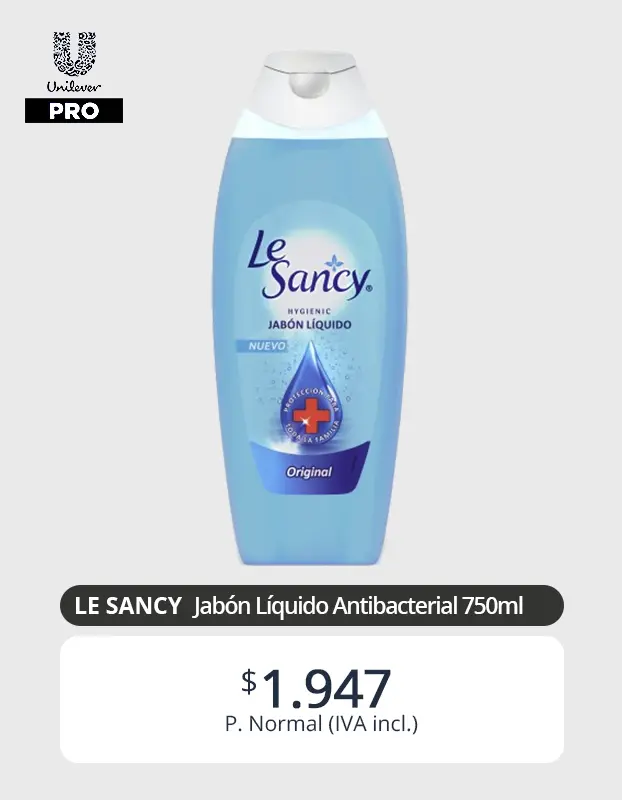 unilever pro Jabón Líquido Antibacterial 750ml Le Sancy 1