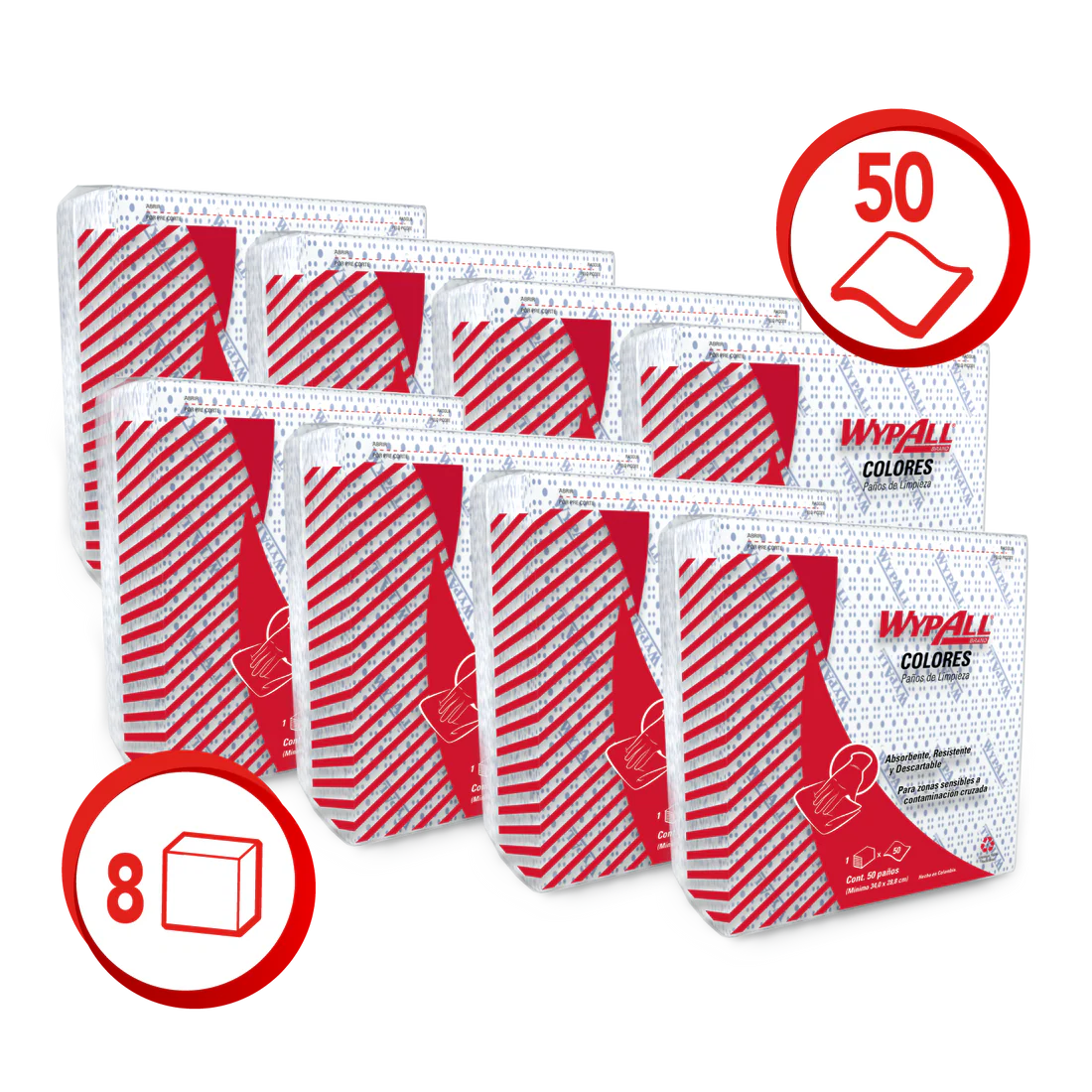 Paños WypAll X50 predoblados azules lisos 8×50 (caja 400 paños)