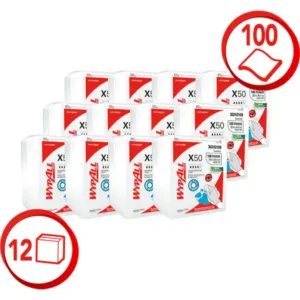 Paños WypAll X50 predoblados lisos 12×100 (caja 1200 paños)