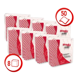 Paños WypAll X50 predoblados rojos lisos 8×50 (caja 400 paños)