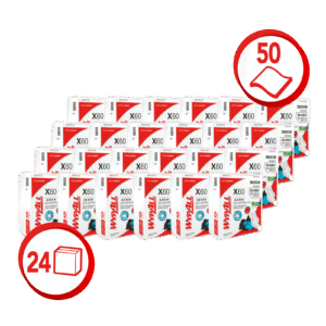 Paños WypAll X60 predoblados lisos 24×50 (caja 1200 paños)