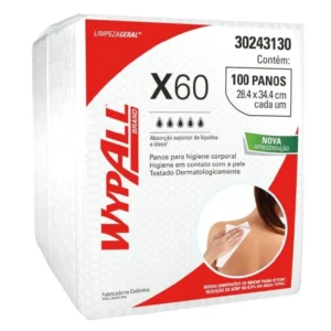 Paños WypAll X60 higiene corporal predoblados 12×100 (caja 1200 paños)