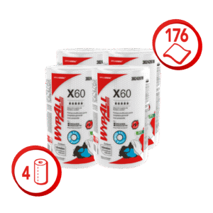Paños WypAll X60 rollo regular 4 un x 176 paños (caja)