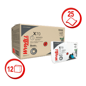 Paños WypAll X70 piso y paredes predoblados 12×25 (caja 300 paños)